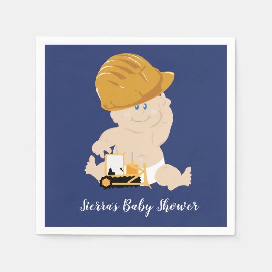 Serviette En Papier Construction Baby Boy Douche sur mesure serviettes (Devant)