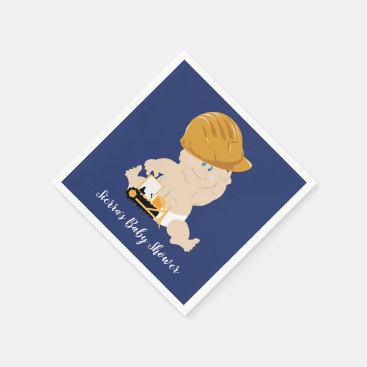 Serviette En Papier Construction Baby Boy Douche sur mesure serviettes (Coin)