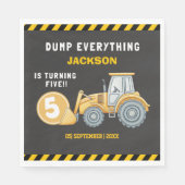 Serviette En Papier Construction Birthday 5 Party  | Excavator & Truck (Devant)
