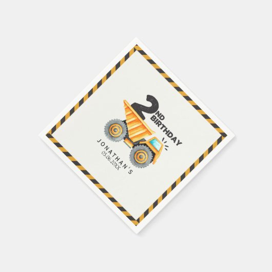 Serviette En Papier Construction Birthday Boy 2nd  (Coin)