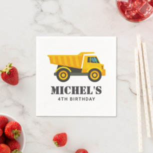 Serviette En Papier Construction Camion Anniversaire Décor