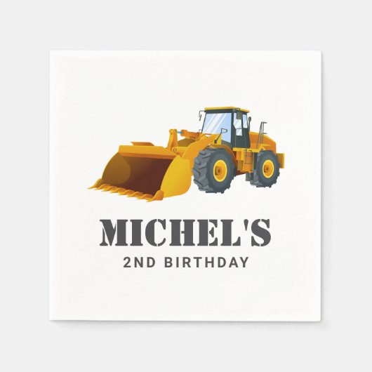 Serviette En Papier Construction Camion Anniversaire Décor (Devant)
