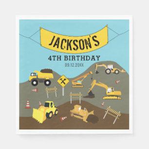 Serviette En Papier Construction Camions Thème du site Anniversaire Fê