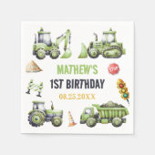 Serviette En Papier Construction Enfants 1er anniversaire fête (Devant)