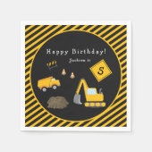 Serviette En Papier Construction Joyeux Anniversaire - Nom et âge garç (Devant)