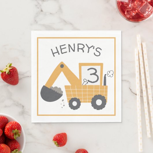 Serviette En Papier Construction Petit Constructeur de Digger Annivers (En situation)