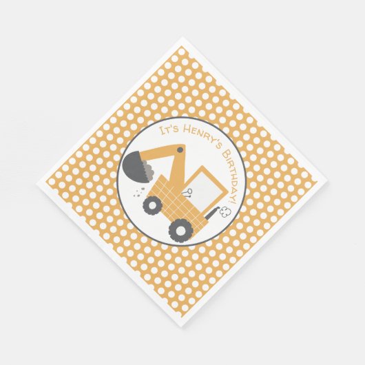 Serviette En Papier Construction Petit Digger Anniversaire (Coin)