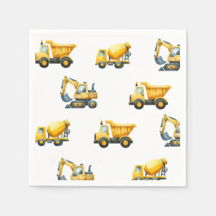 Serviette En Papier Construction, serviettes de camion à benne jaune