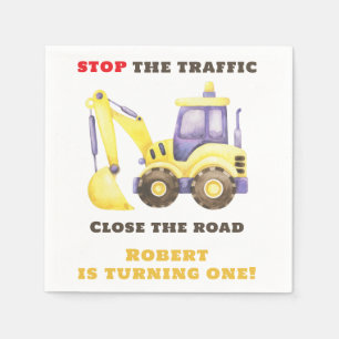 Serviette En Papier Construction Truck Excavateur fête d'anniversaire