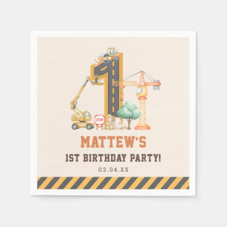 Serviette En Papier Construction Vehicle Backhoe Birthday Party
