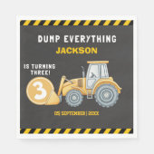 Serviette En Papier "Construction Zone Party – Dump Truck 3rd Birthday (Devant)