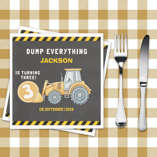 Serviette En Papier "Construction Zone Party – Dump Truck 3rd Birthday