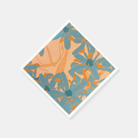Serviette En Papier Contemporary Leaf Design in Peach  (Coin)
