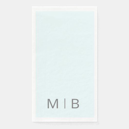 Serviette En Papier Contemporary Monogram Ice Blue Gris Texte (Devant)