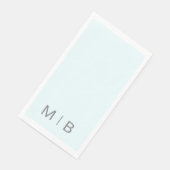Serviette En Papier Contemporary Monogram Ice Blue texte gris (Coin)