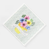 Serviette En Papier Conteneur Jaune Avec Pansies Pastel (Coin)