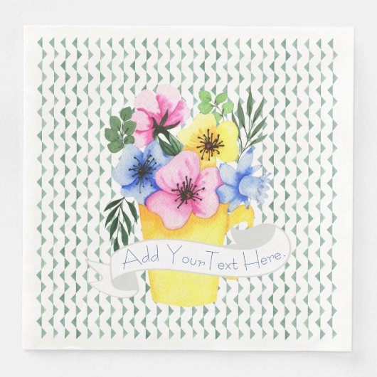 Serviette En Papier Conteneur Jaune Avec Pansies Pastel (Devant)