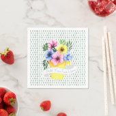 Serviette En Papier Conteneur Jaune Avec Pansies Pastel (En situation)