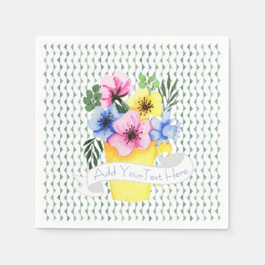 Serviette En Papier Conteneur Jaune Avec Pansies Pastel (Devant)