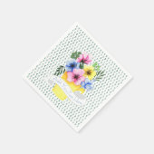 Serviette En Papier Conteneur Jaune Avec Pansies Pastel (Coin)