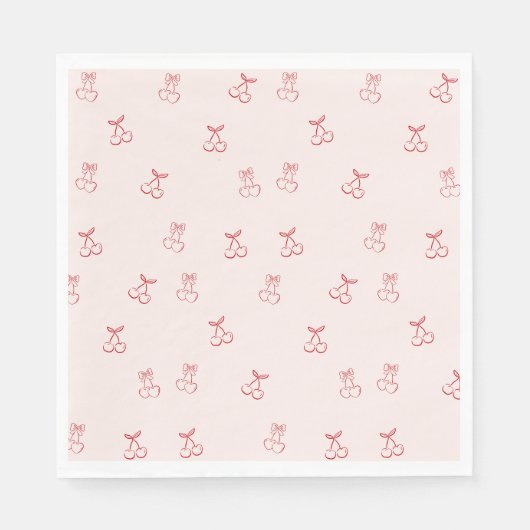 Serviette En Papier Contour de cerise Minimalisme (Devant)