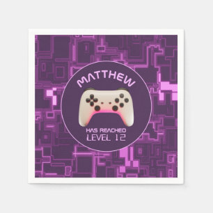 Serviette En Papier Contrôleur de jeu vidéo violet et blanc