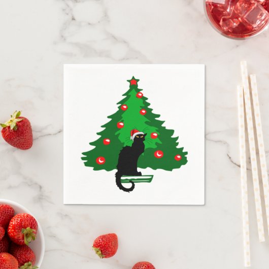 Serviette En Papier Conversation Noir Noël (En situation)