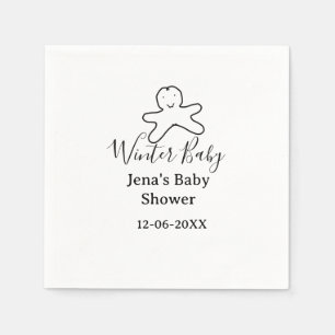 Serviette En Papier Cookie de baby shower d'hiver gribouillage noir de