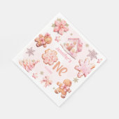 Serviette En Papier Cookie de Noël 1er anniversaire fille rose (Coin)