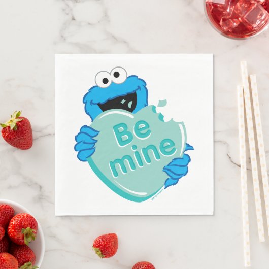 Serviette En Papier Cookie Monster "Be Mine" Candy Saint-Valentin (En situation)