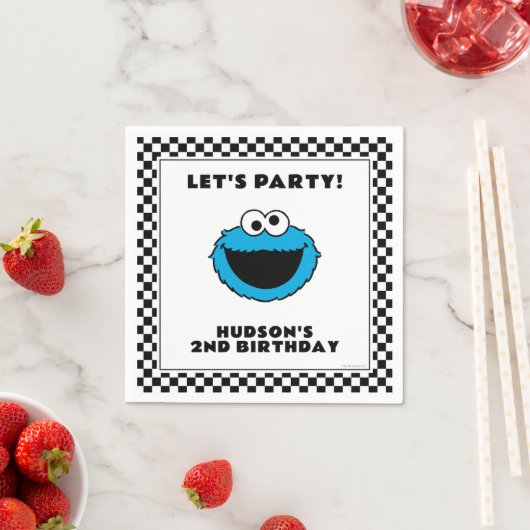 Serviette En Papier Cookie Monster Checkerboard Birthday (En situation)