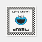 Serviette En Papier Cookie Monster Checkerboard Birthday (Devant)