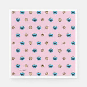 Serviette En Papier Cookie Monster et Cookies Motif rose