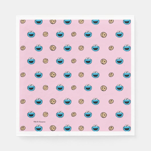 Serviette En Papier Cookie Monster et Cookies Motif rose (Devant)