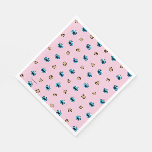Serviette En Papier Cookie Monster et Cookies Motif rose (Coin)