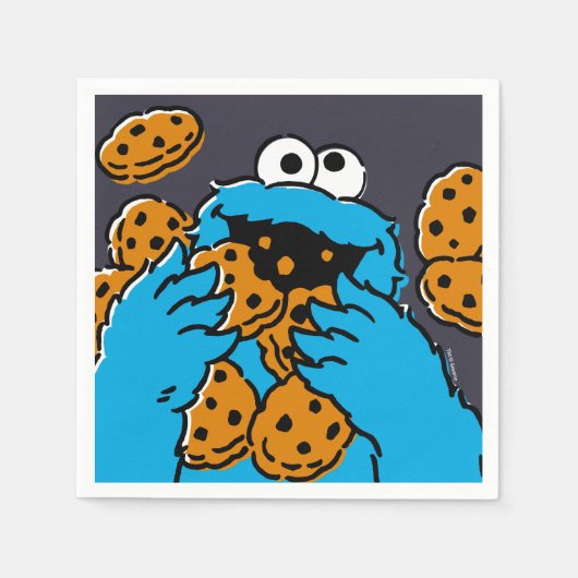 Serviette En Papier Cookie Monster mangeant tous les cookies (Devant)