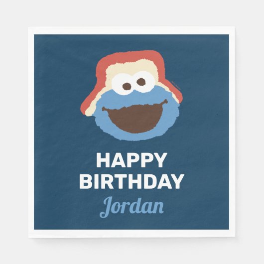 Serviette En Papier Cookie Monster Woodland Face | Anniversaire (Devant)