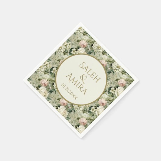 Serviette En Papier Cookies à sucre Mariage blanc et vert (Coin)