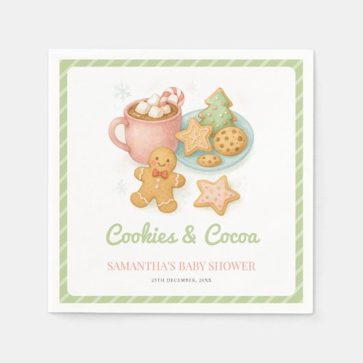 Serviette En Papier Cookies and Cocoa Winter Baby Shower  (Devant)