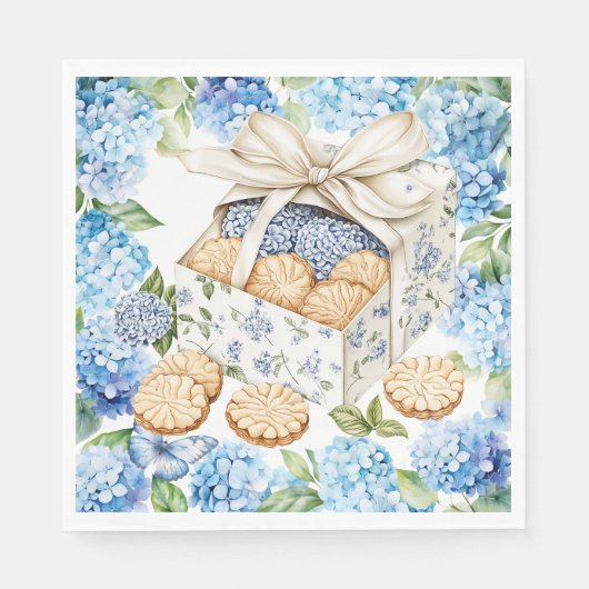 Serviette En Papier Cookies avec fleurs d'hydrangea (Devant)