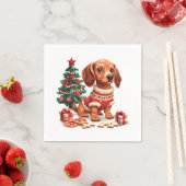 Serviette En Papier Cookies de Noël Dachshund Dog Holiday (En situation)
