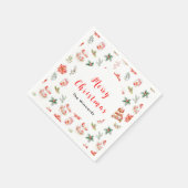 Serviette En Papier Cookies de Noël et rouge feuillage (Coin)