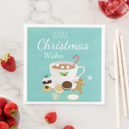 Serviette En Papier Cookies de Noël et vacances chocolat chaud (En situation)