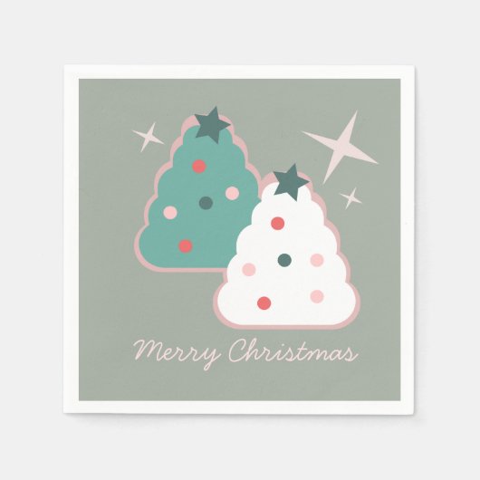 Serviette En Papier Cookies de sucre rétro Noël Super (Devant)