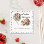Serviette En Papier Cookies et cacao Baby shower garçon Bleu Chaud (En situation)