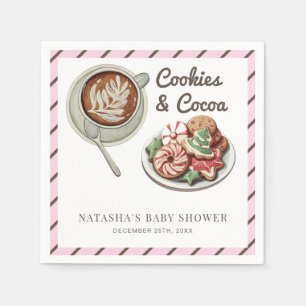 Serviette En Papier Cookies et cacao Chaud Pastel Baby shower rose