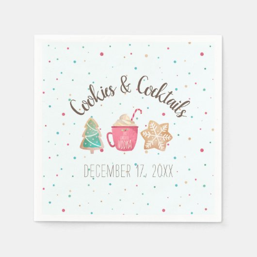 Serviette En Papier Cookies et cocktails Noël Cookie Exchange Blue (Devant)
