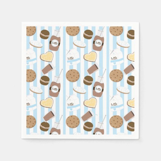 Serviette En Papier Cookies & Lait Boys Blue Anniversaire Serviettes (Devant)