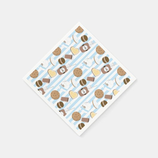 Serviette En Papier Cookies & Lait Boys Blue Anniversaire Serviettes (Coin)