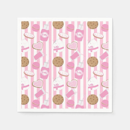 Serviette En Papier Cookies & Lait Filles Pink Anniversaire Serviettes (Devant)